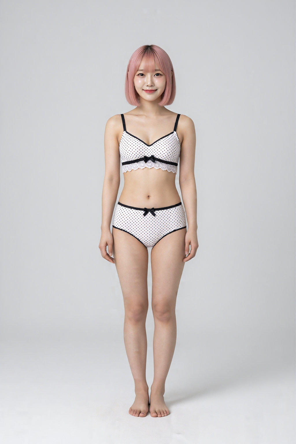 도트 세트를 입은 전신