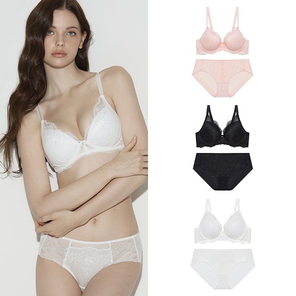 [SET]로맨티크 노와이어 브라+헴팬티 (Basic) SET