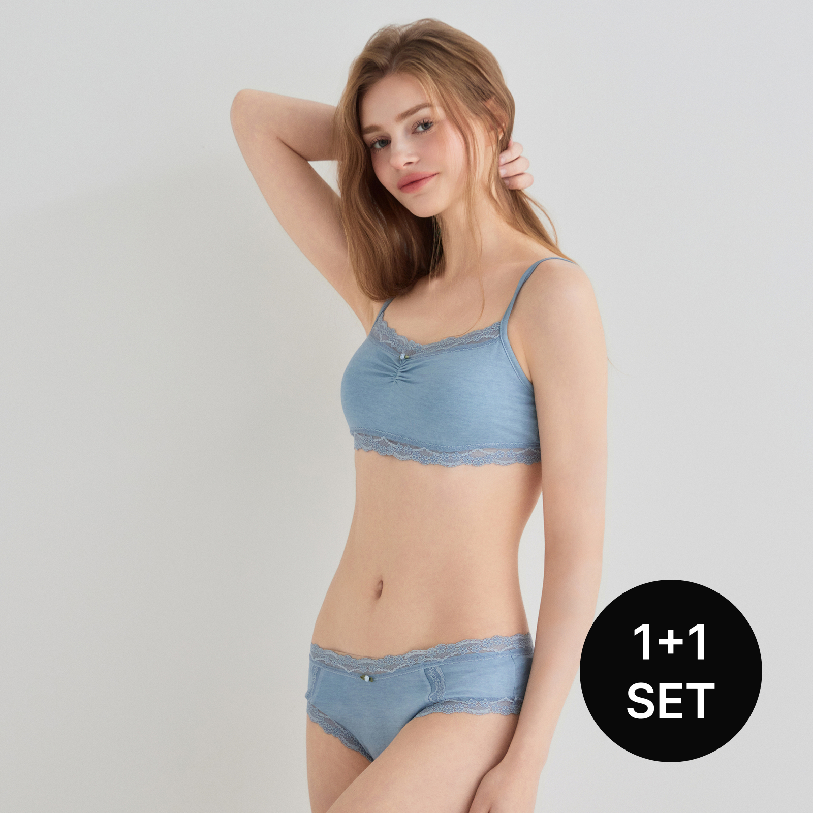 [1SET] 플룸코튼 스쿱넥 브라렛+팬티 세트