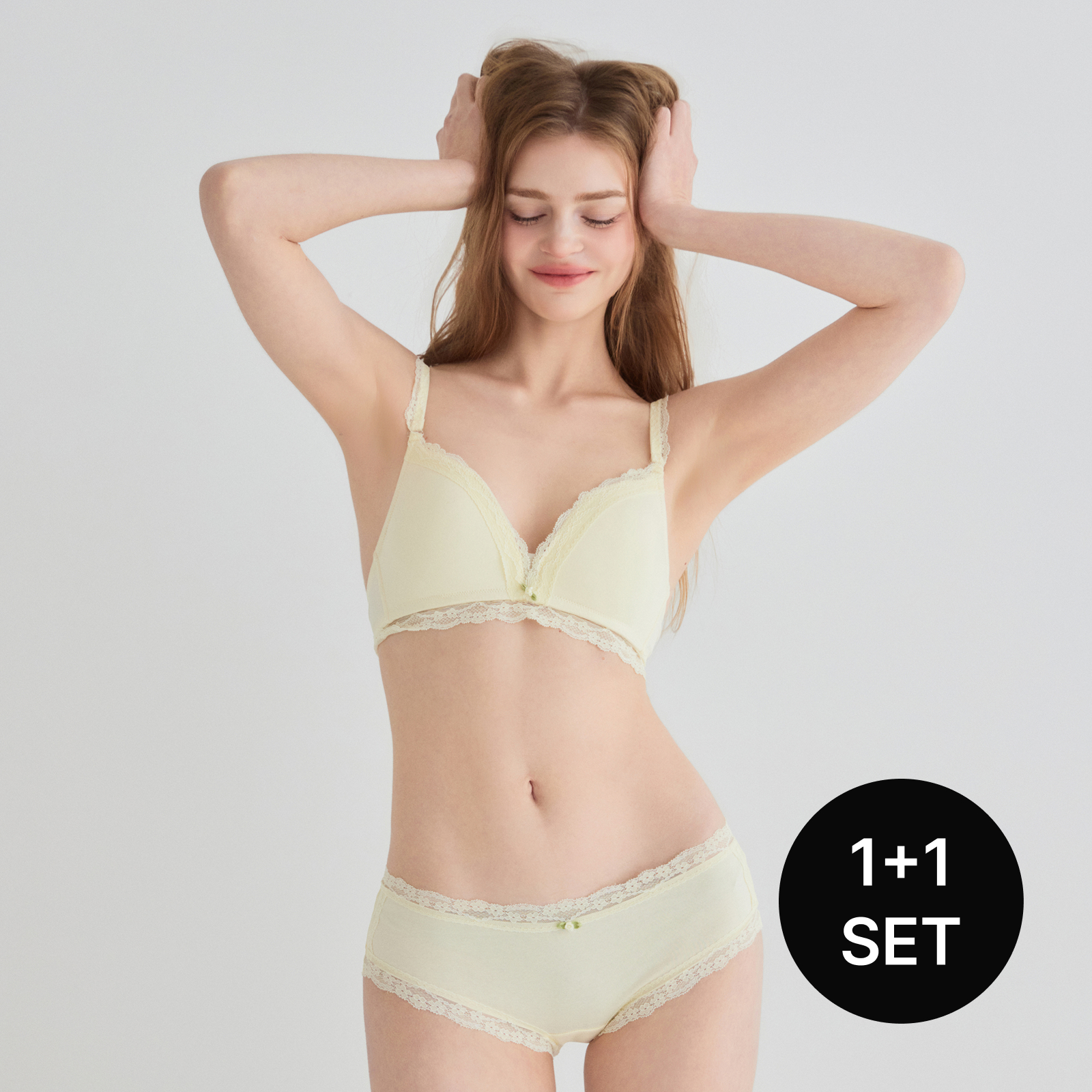 [1SET] 플룸코튼 노와이어 브라렛+팬티 세트